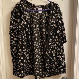 Floral Black and White Women's Top
